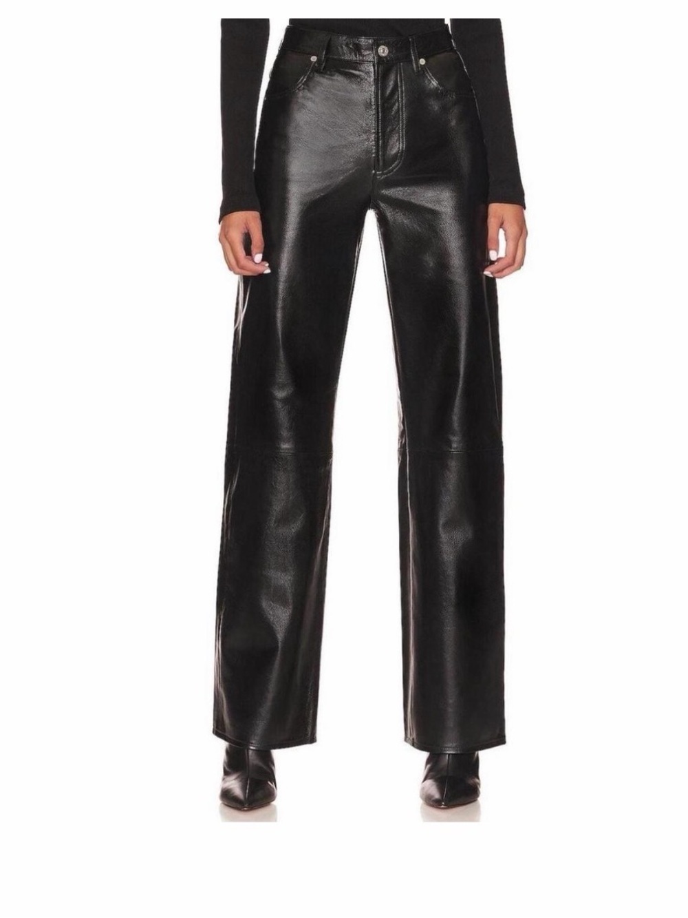 Citizens Of Humanity Black Faux Leather Wide-Leg Trousers